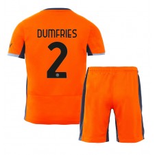 Inter Milan Denzel Dumfries #2 Tredjedraktsett Barn 2023-24 Kortermet (+ korte bukser)